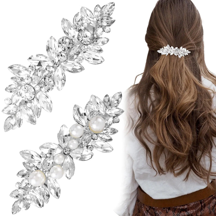 Joez Elegant Rhinestone Wedding Hair Clips 2-Pack