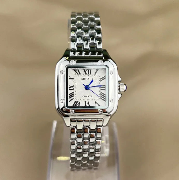 Elegant Steel Roman Scale Watch