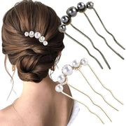 2Pcs Elegant Pearl French Hair Pins