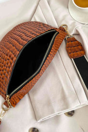 Ella Croc-Textured Sling & Coin Bag