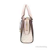Michael Kors Sheila White Rose Center Zip Satchel Bag