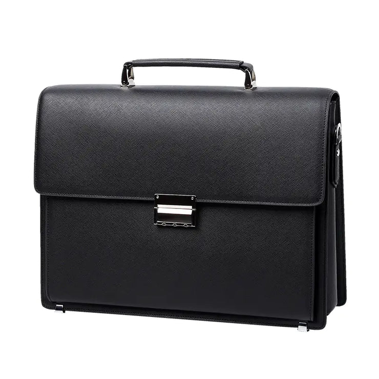 Leather Briefcase with Password Lock - Large Capacity