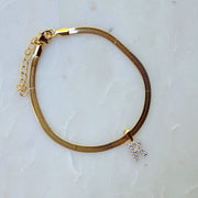 Herringbone Chain Initial Anklet