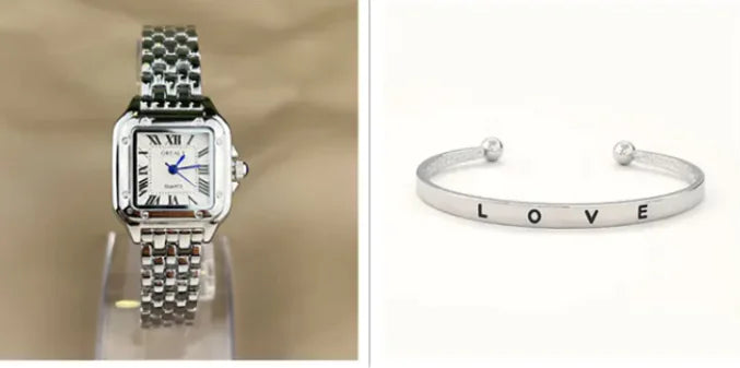 Elegant Steel Roman Scale Watch