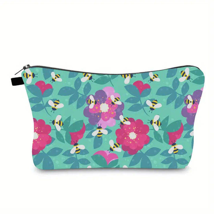 Cute Floral Bee Makeup Bag