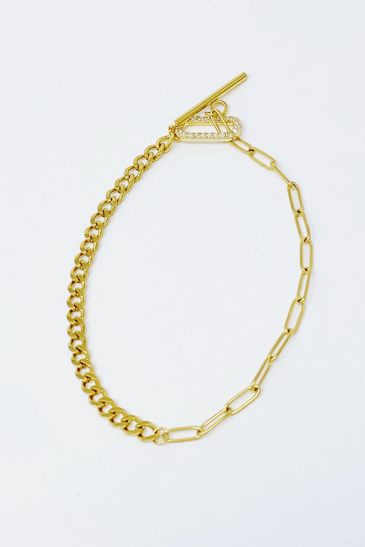 Mixed Chain Glam Toggle Anklet