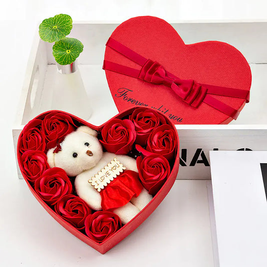 Rose Soap Flower Gift Box with Bear for Special Occasions