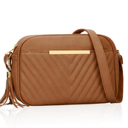 KKXIU Chic Vegan Leather Crossbody Bag with Tassel