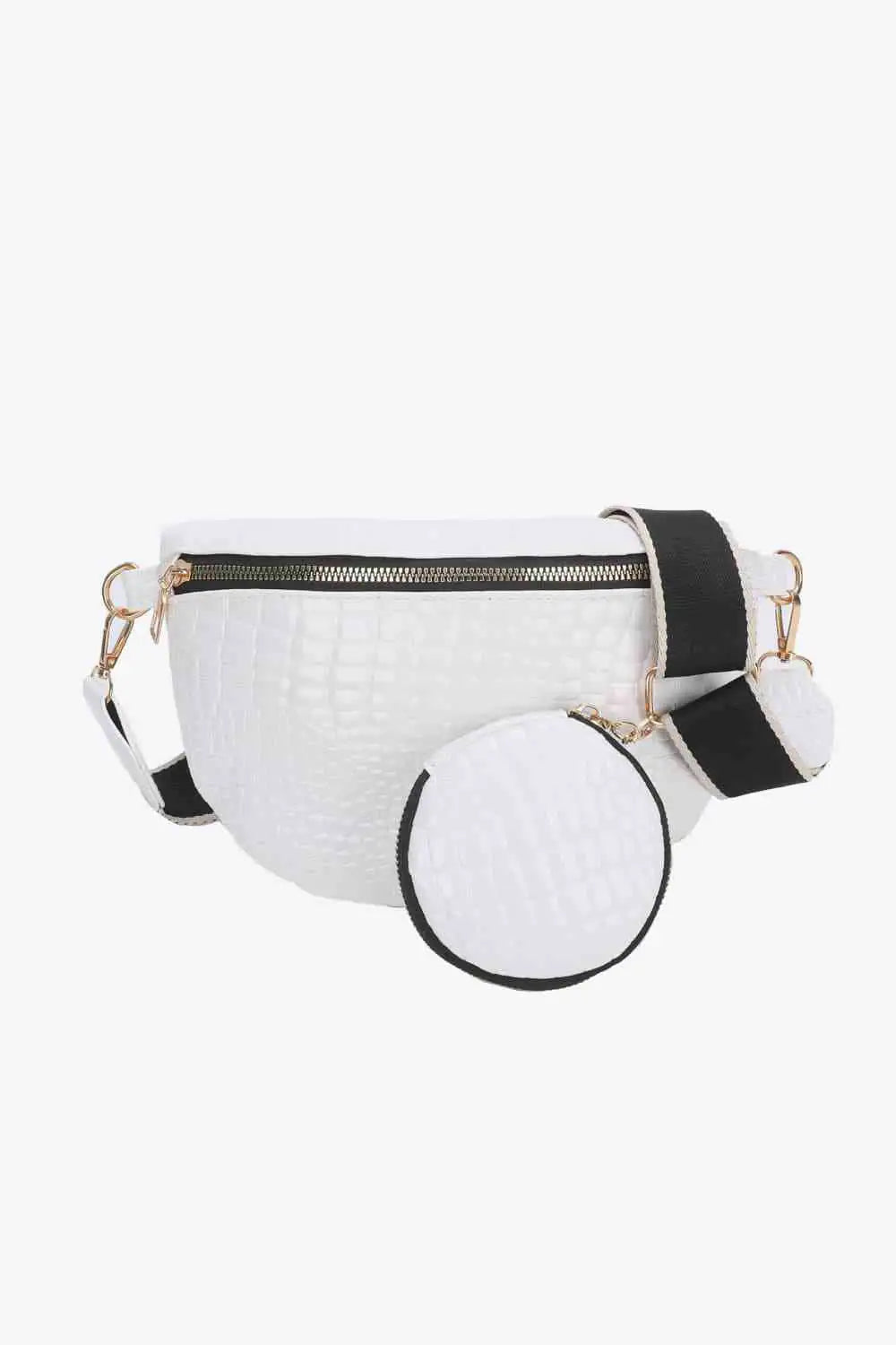 Ella Croc-Textured Sling & Coin Bag