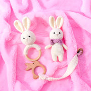 Handmade Bunny Pacifier Chain Gift Set for Infants