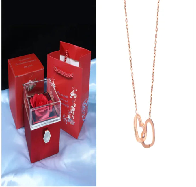 Elegant Rotating Rose Jewelry Box