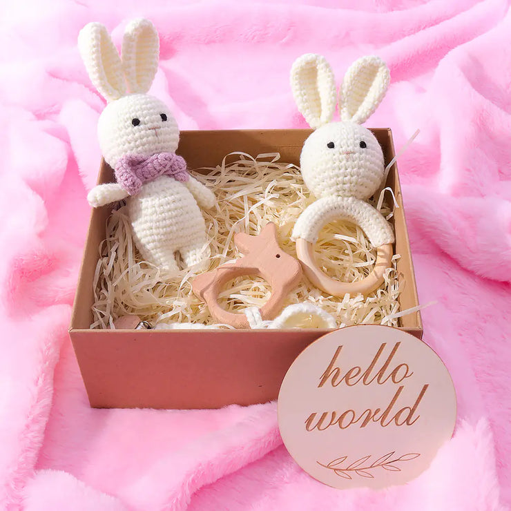 Handmade Bunny Pacifier Chain Gift Set for Infants