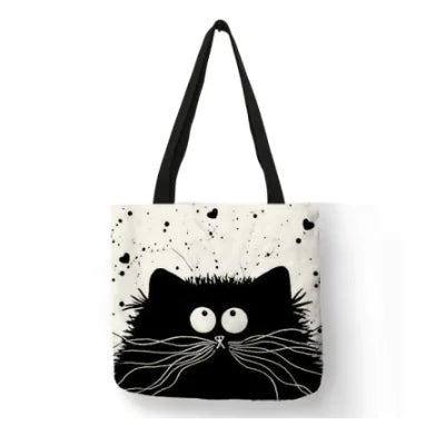 Chic Cat Linen Tote