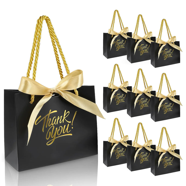 Mini Thank You Gift Bags with Ribbons - 60 Pack