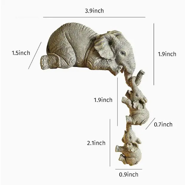 Set of 3 Elephant Figurines