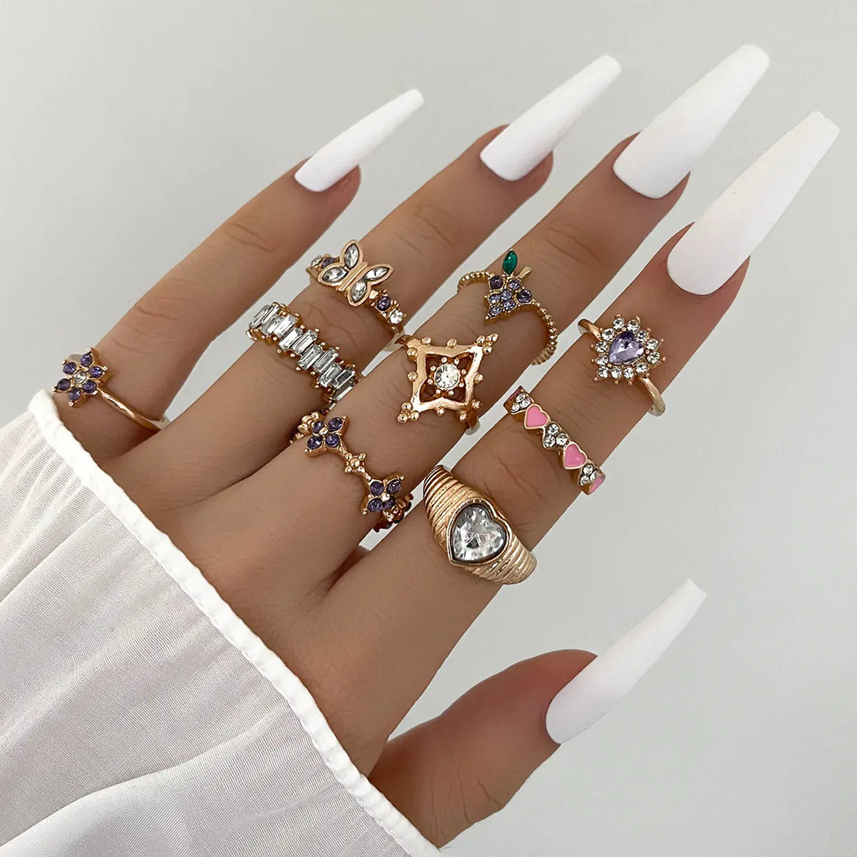 Radiant Purple Diamond Floral Ring