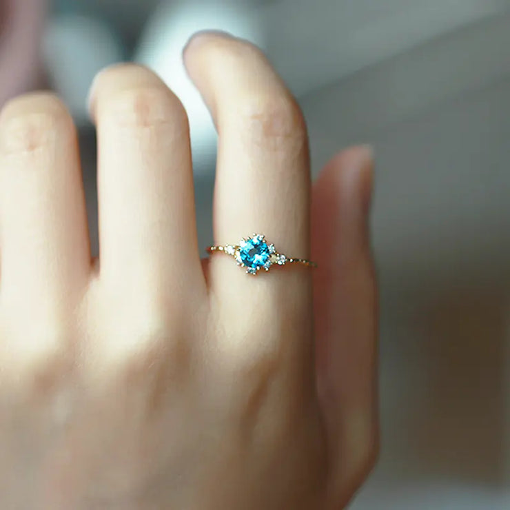 S925 Blue Topaz Sparkle Ring