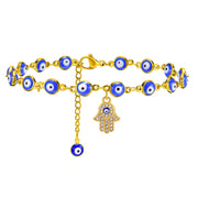 Evil Eye Fatiha Hand Zirconia Women's 18K Gold Anklet