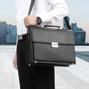 Leather Briefcase with Password Lock - Large Capacity