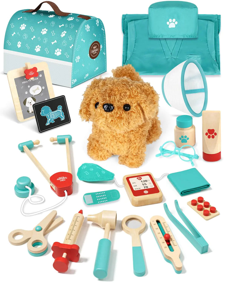 Lehoo Castle Wooden Doctor Kit for Kids Vet Play