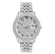 Luxury Full Diamond Arabic Sky Star Quartz Watch – Waterproof, Calendar, Men's
