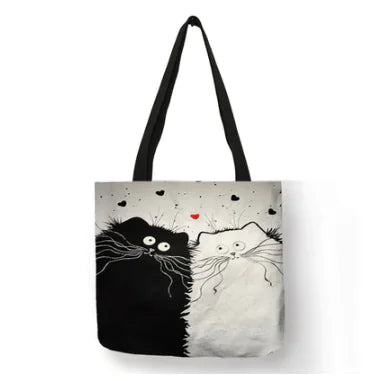 Chic Cat Linen Tote