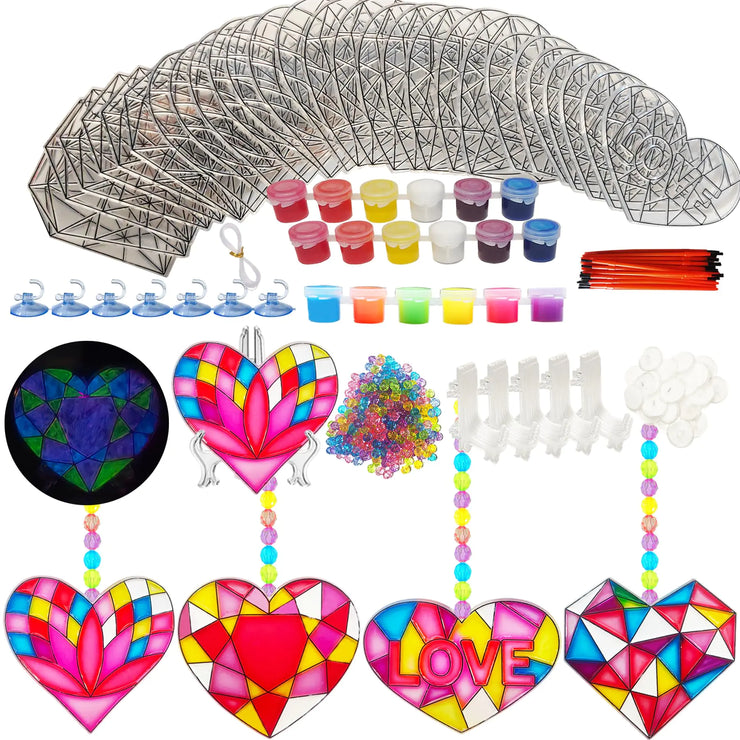 Heart Glow Suncatchers 28-Pack