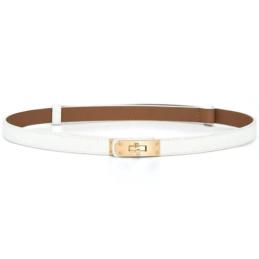 Chic Lockable Skinny Leather Belt