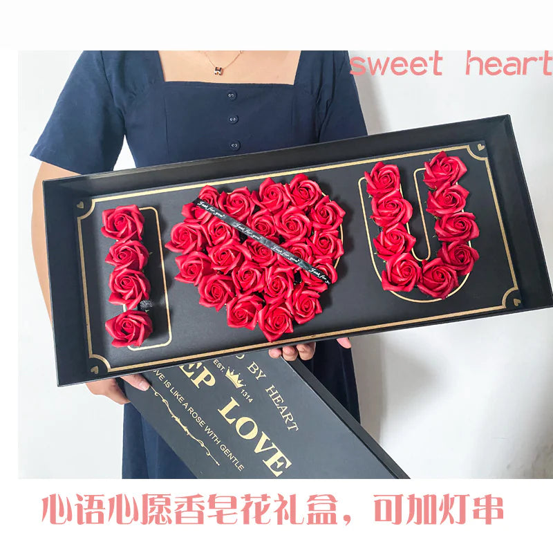 Love Blossom Soap Flower Box - Romantic Heart Gift