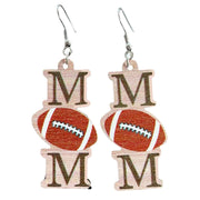 Mothers Day MAMA Wooden Sports Ball Earrings Retro Lightweight