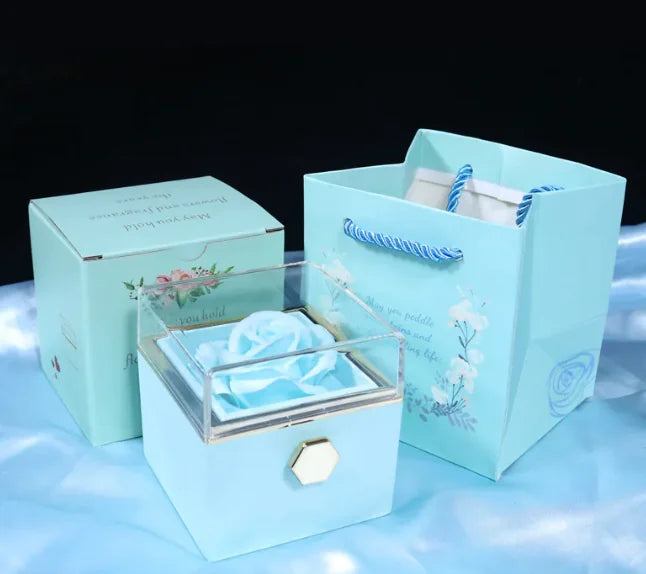 Elegant Rotating Rose Jewelry Box