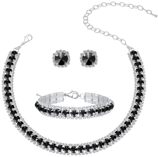 Silver Black Crystal Gala Set