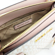 Michael Kors Sheila White Rose Center Zip Satchel Bag