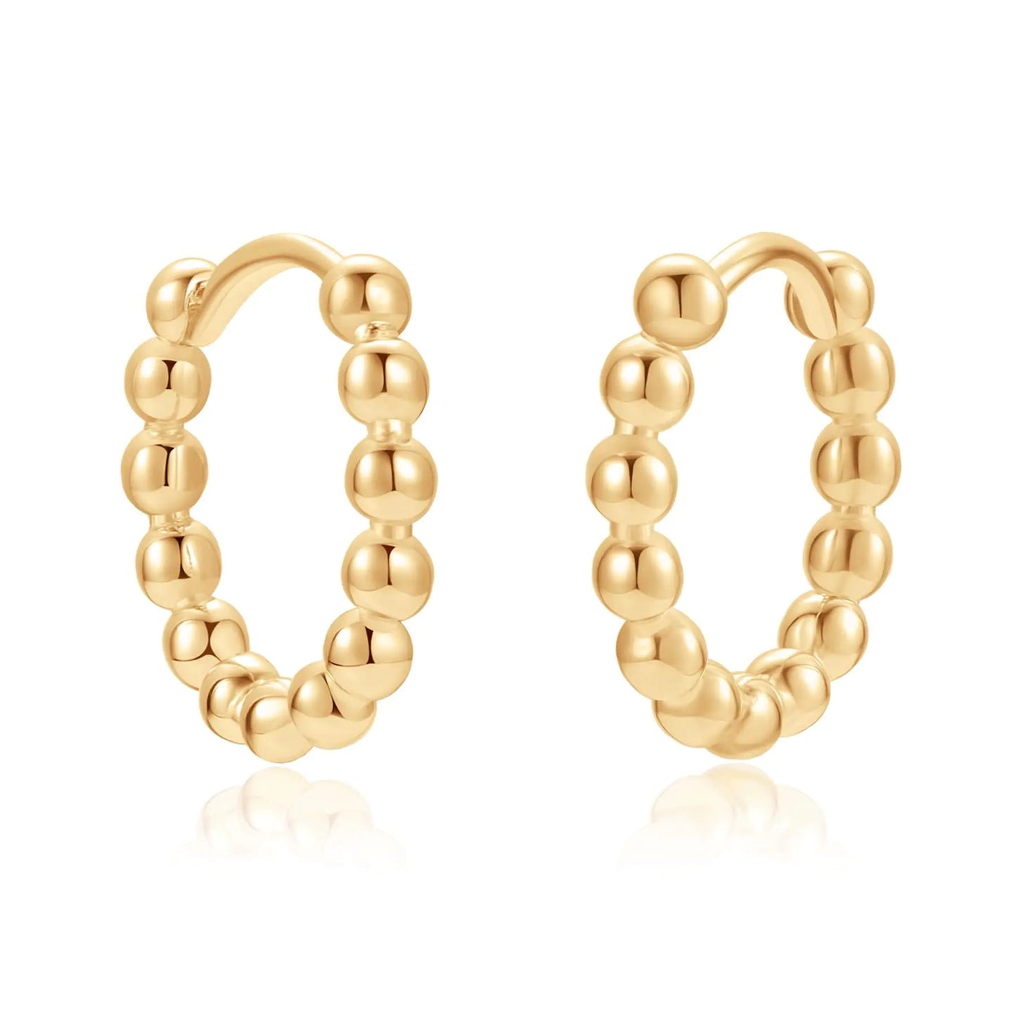 14K Beaded Gold Huggies