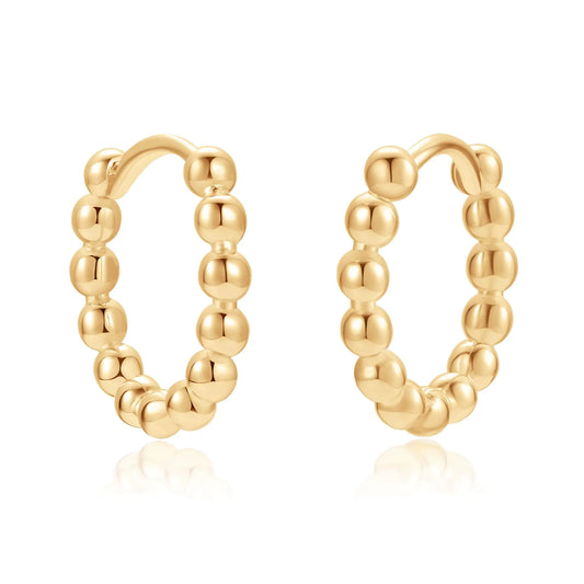 14K Beaded Gold Huggies