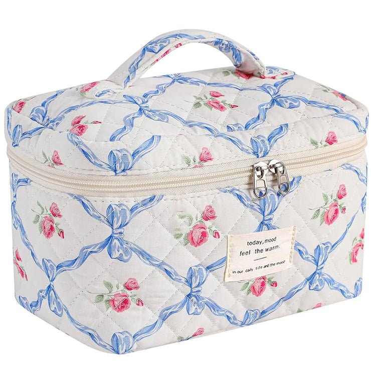 Floral Quilted Cosmetic Bag