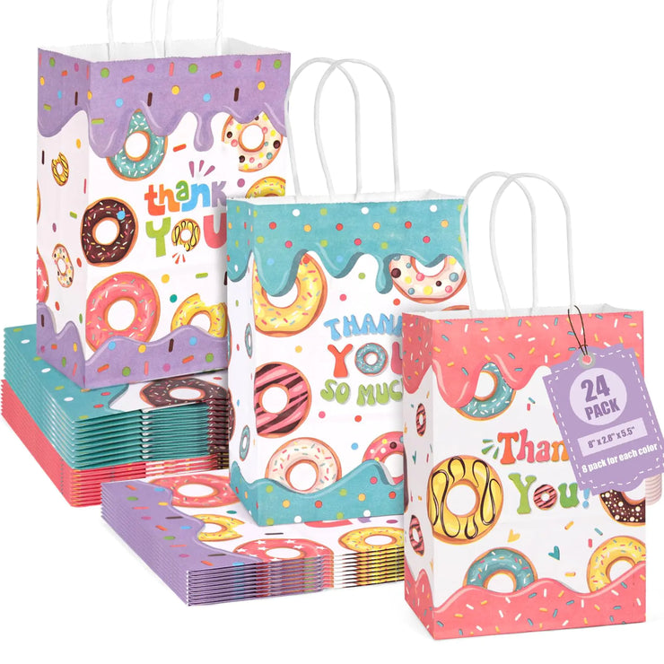 24PCS Donut  Thank You Gift Bags with Handles