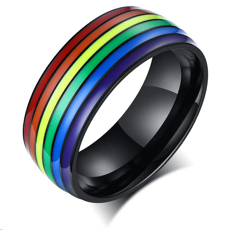Pride Spectrum Titanium Ring – LGBT Rainbow Jewelry