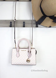 Michael Kors Sheila White Rose Center Zip Satchel Bag