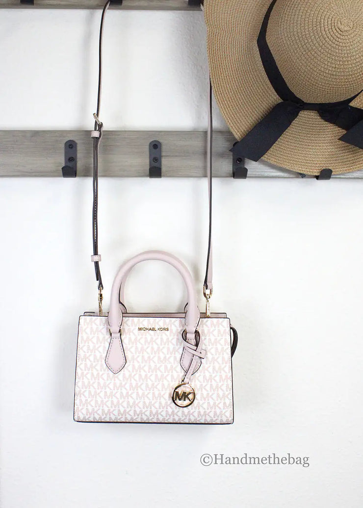 Michael Kors Sheila White Rose Center Zip Satchel Bag