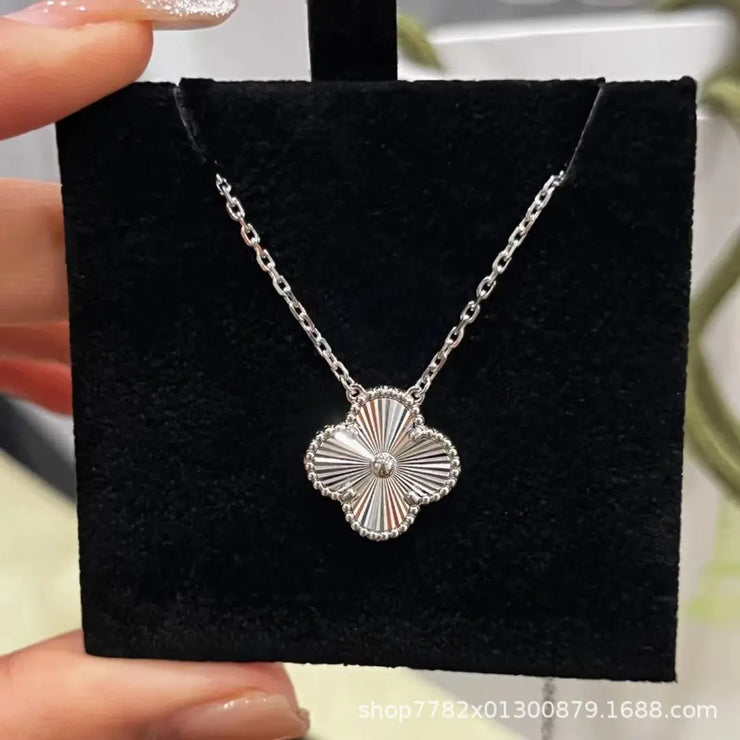 Classic Double-Sided Lucky Clover Necklace with Pendant