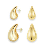 14K Gold Teardrop Hoop Set