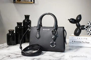 Michael Kors Sheila Small Black Vegan Center Zip Satchel