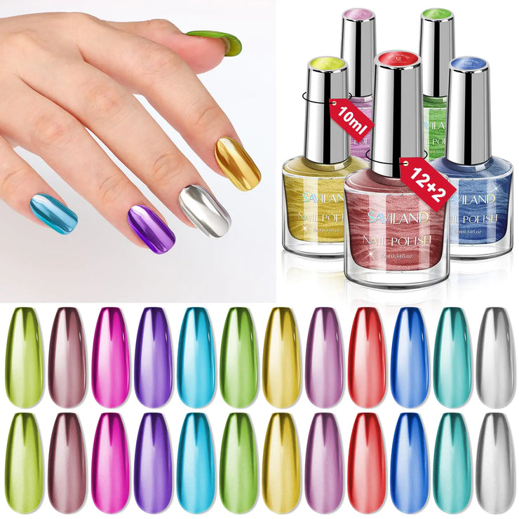 Saviland Chrome Nail Spectacular: 12 Shade Set