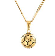 Gold-Plated Stainless Steel Soccer Pendant Necklace